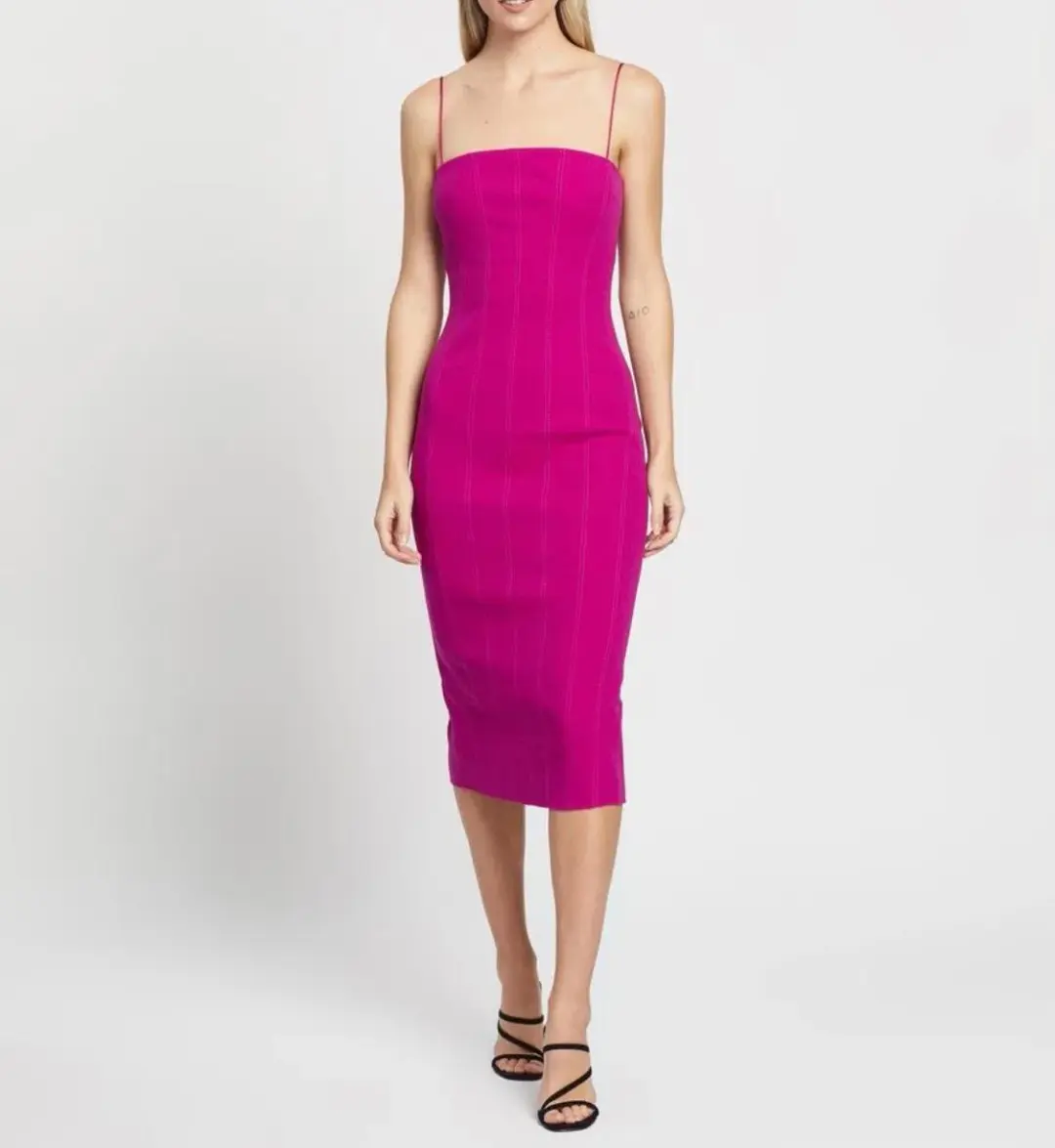 MISHA Irisa Fuschia midi dress for rent on The Volte - main image