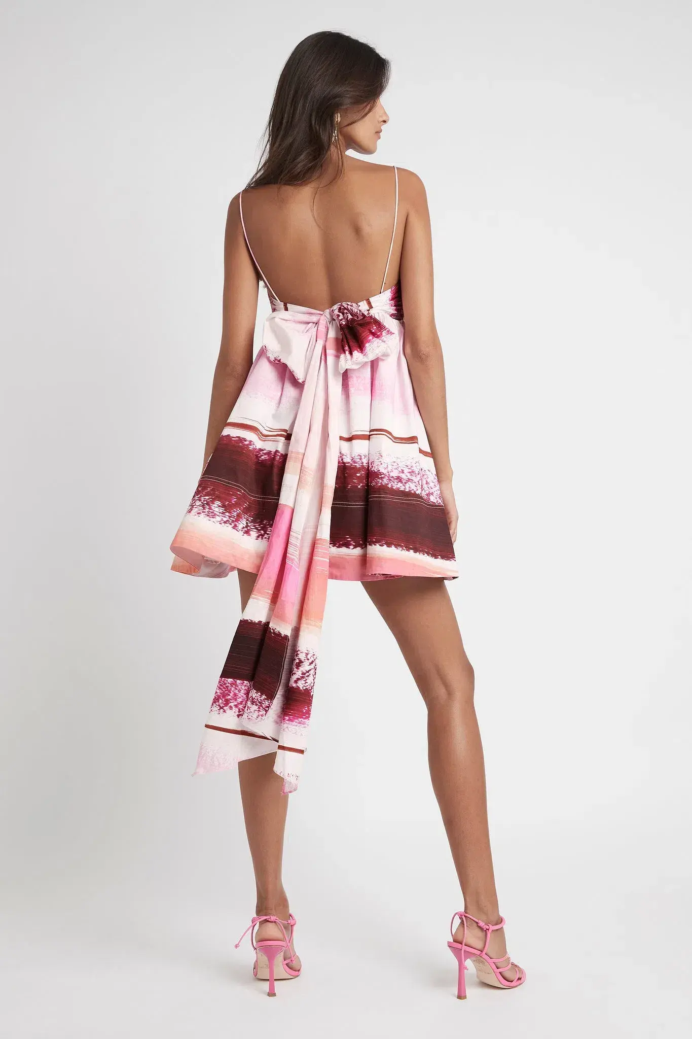 Aje Kasbah Sunset Striped Bow Back Mini Dress Print Size 6 - Image 2