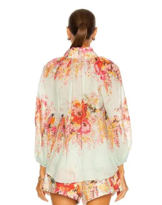 Zimmermann Mae Gathered Blouse and Tuck Shorts Set Floral Size 2 / Au 12 - Image 5