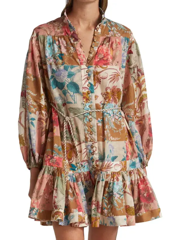 Zimmermann Cassia Drop Waist Mini Dress Print Size 8 - Image 2