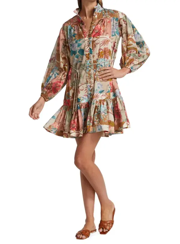 Zimmermann Cassia Drop Waist Mini Dress Print Size 8 - Image 1