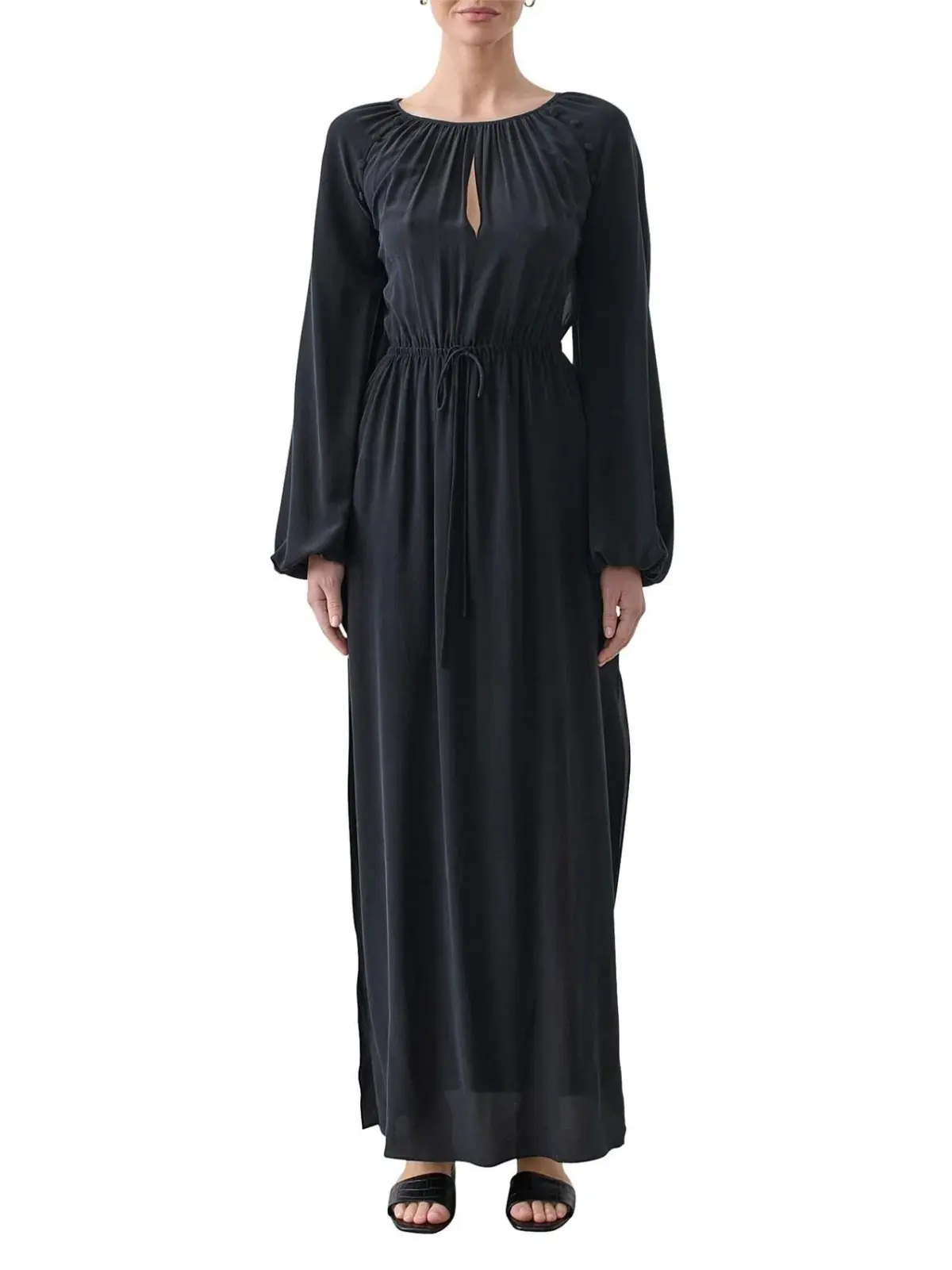 Joslin Lois Silk Maxi Dress in Sandwash Black - Image 1