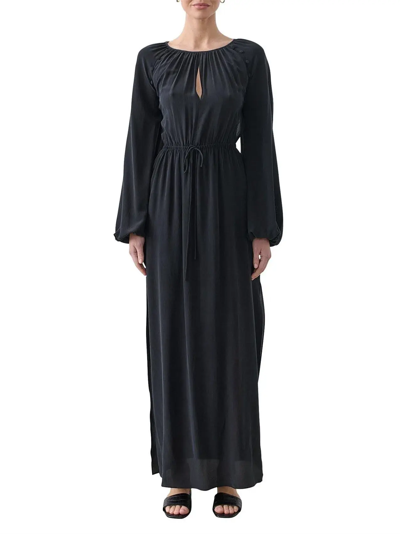 Joslin Lois Silk Maxi Dress in Sandwash Black - Image 1