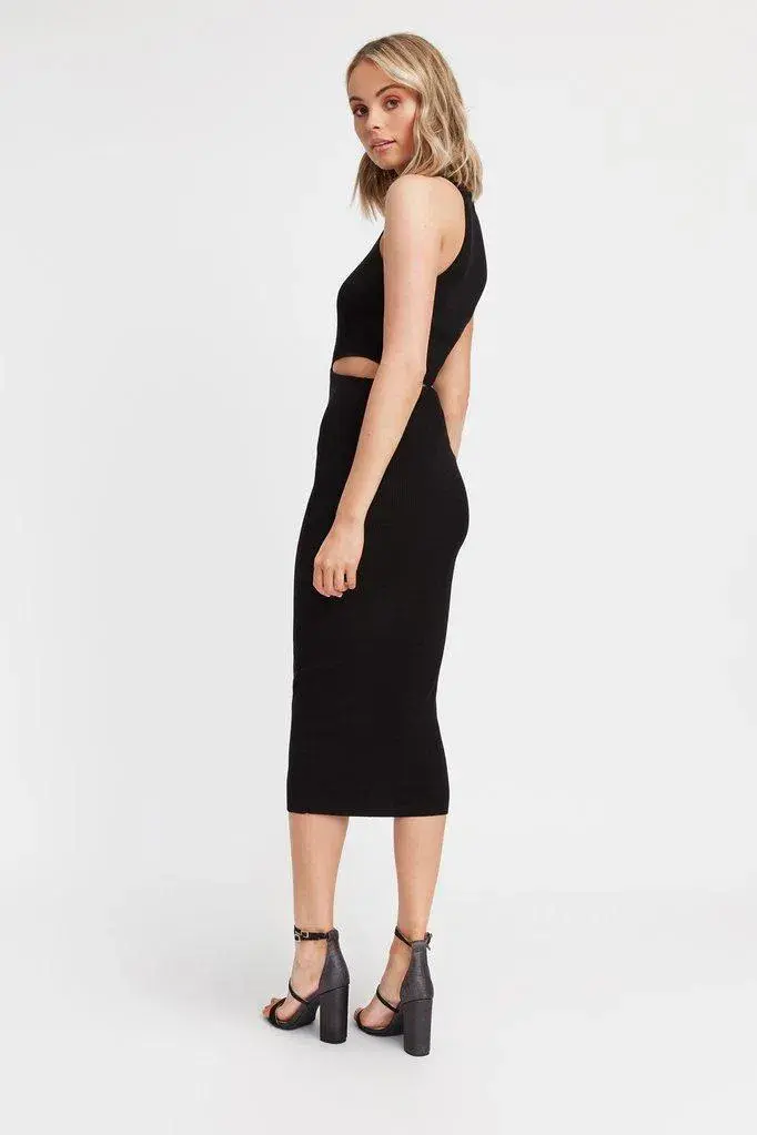 Kookai Lola Cut Out Midi Dress Black Size 2 - Image 3