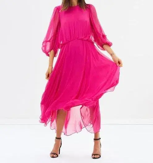 Camilla and Marc Dylan Midi Dress in Hot Pink Size 8 for rent on The Volte - main image