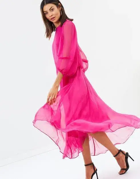 Camilla and Marc Dylan Midi Dress in Hot Pink Size 8 for rent on The Volte - main image