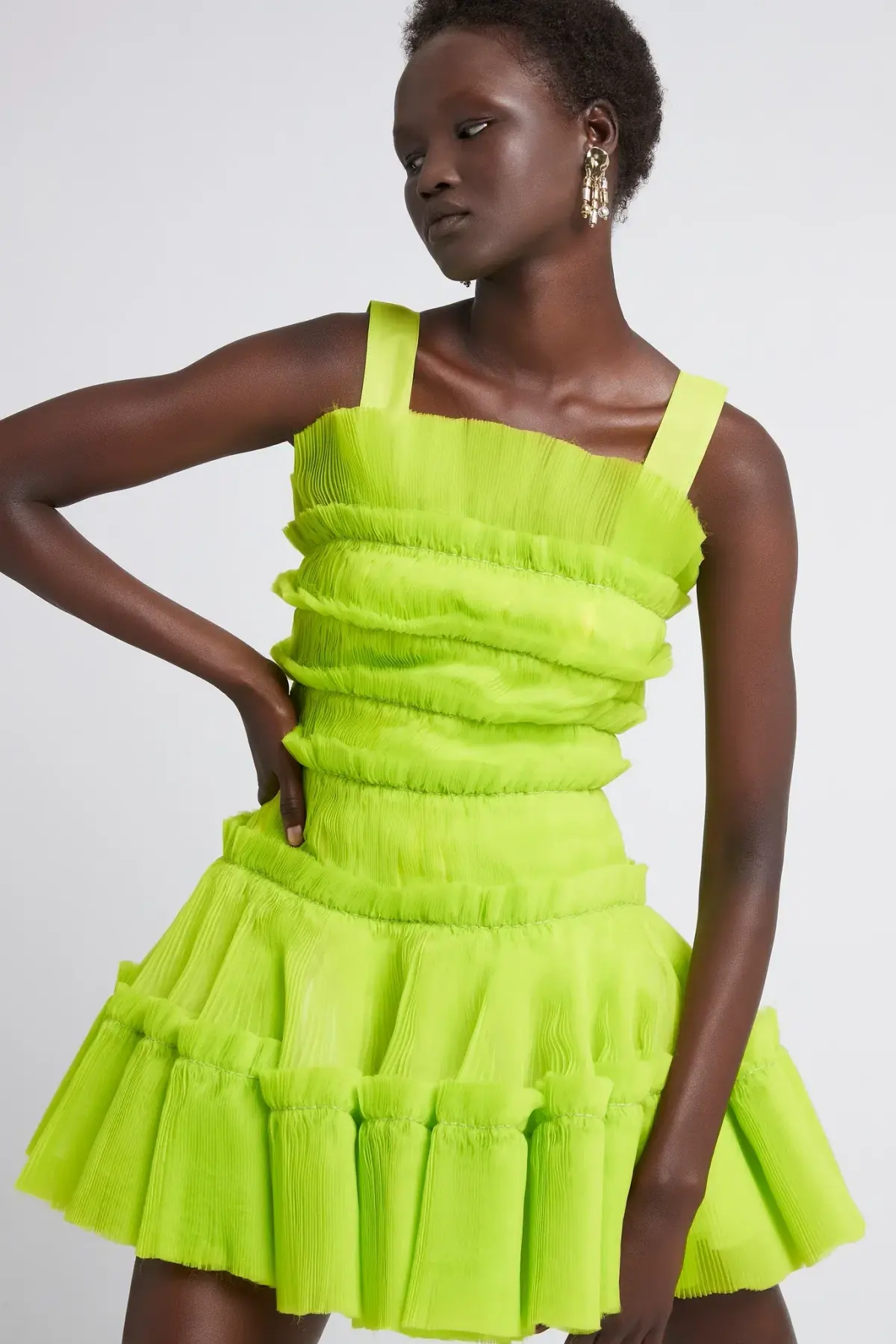 Aje Jacinto Pleated Mini Dress Green Size 8 - Image 3