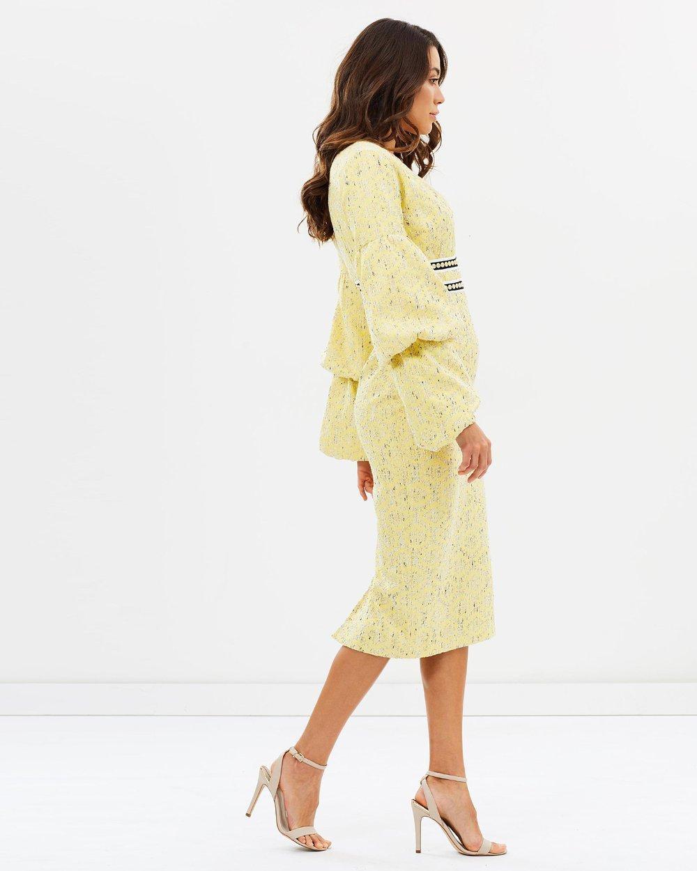 Asilio The Other Woman Midi Dress Yellow Size 10 - Image 2
