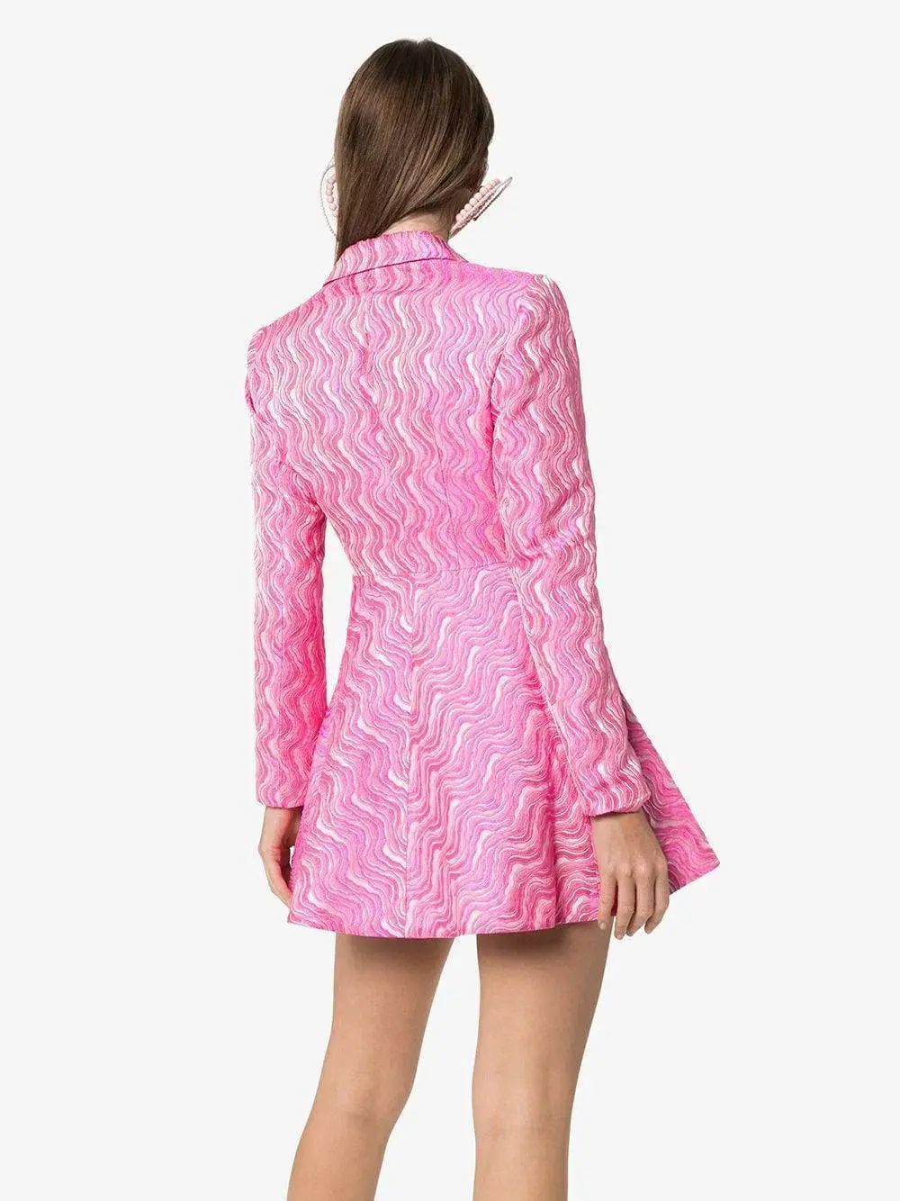 Rotate Birger Wave Jacquard Blazer Dress pink size 12 for rent on The Volte - main image