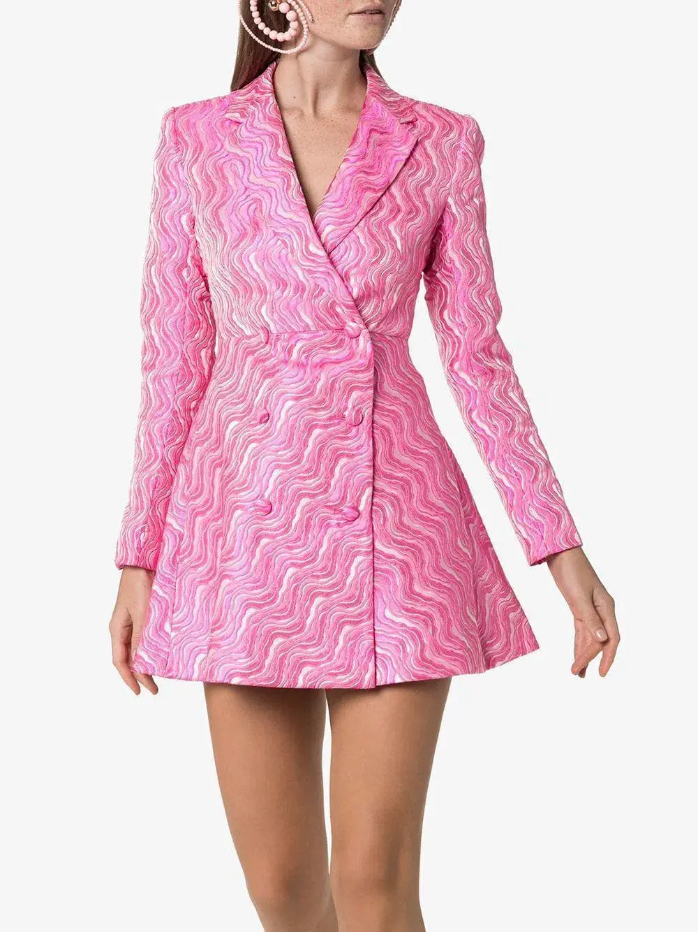 Rotate Birger Wave Jacquard Blazer Dress pink size 12 for rent on The Volte - main image