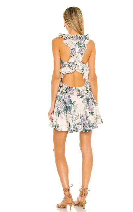 Zimmermann Cassia Ruffle Mini Dress Floral Size 10 - Image 3
