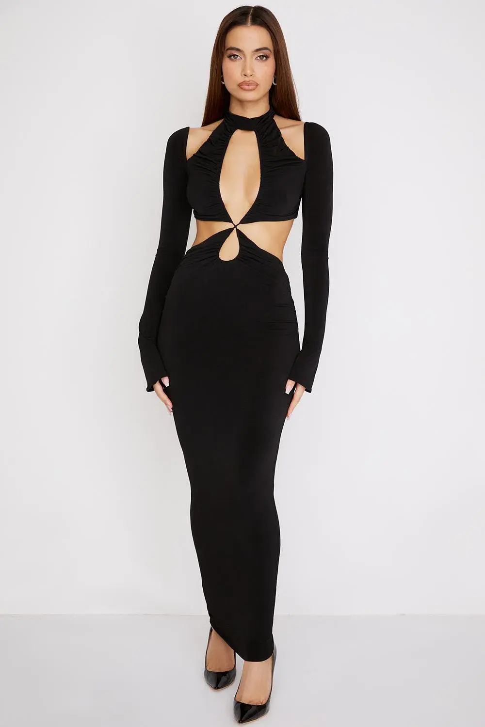 House of CB Serafina Jersey Cutout Maxi Dress Black Size 8 - Image 1