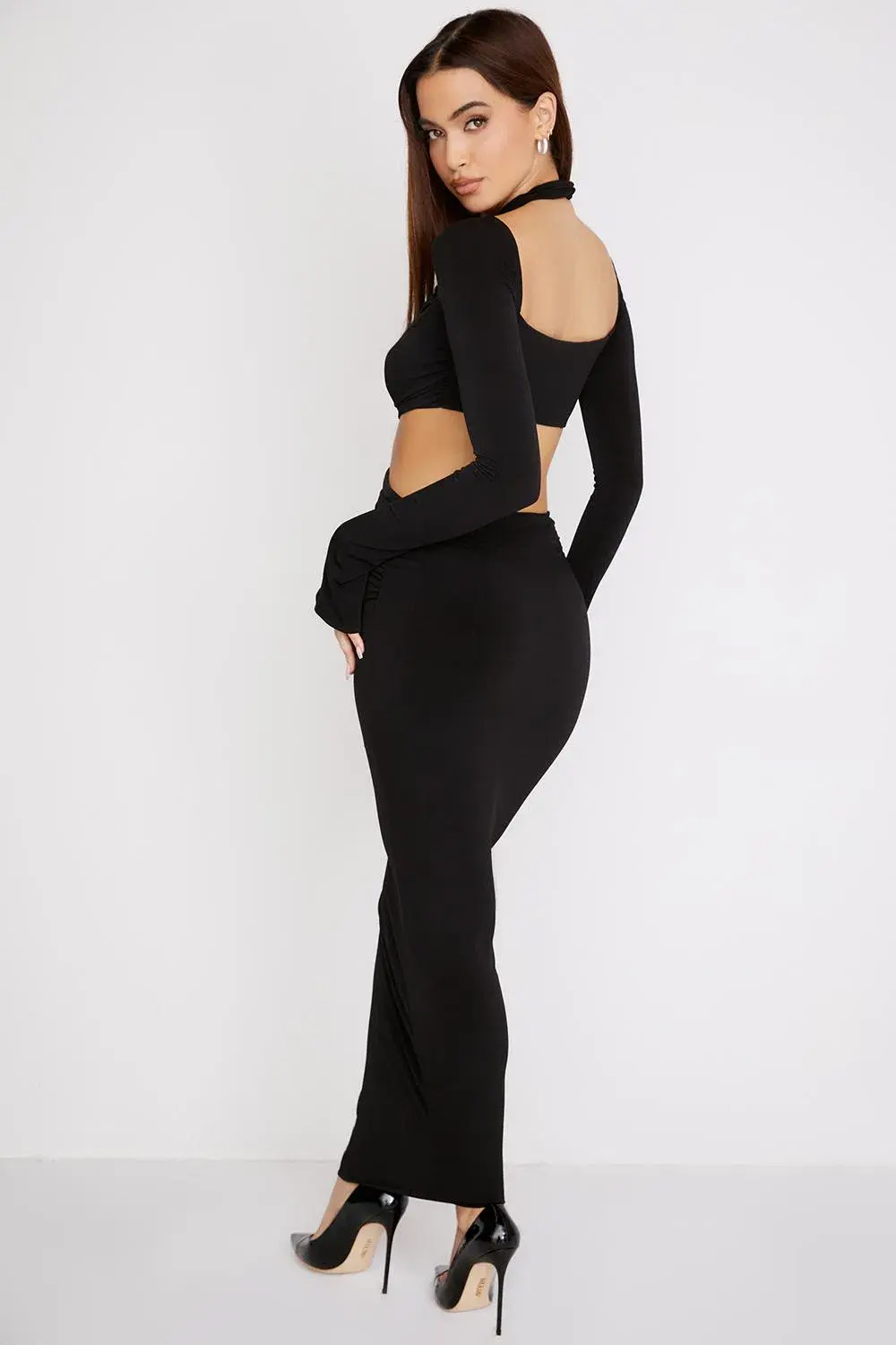 House of CB Serafina Jersey Cutout Maxi Dress Black Size 8 - Image 2