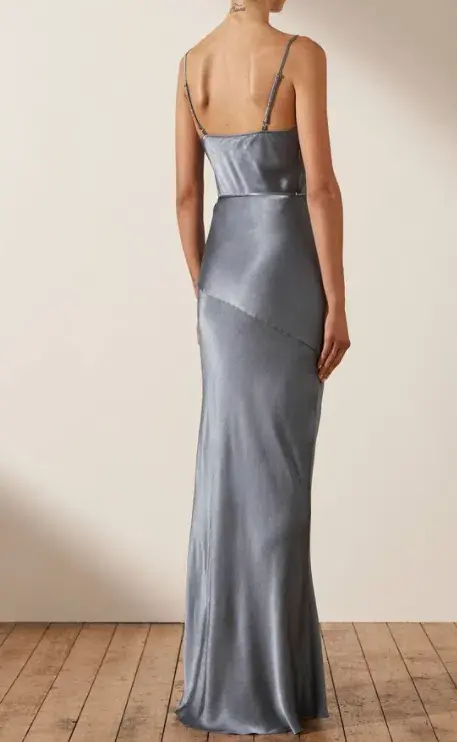LA LUNE BIAS COWL MAXI DRESS - BLUE SMOKE - Image 2