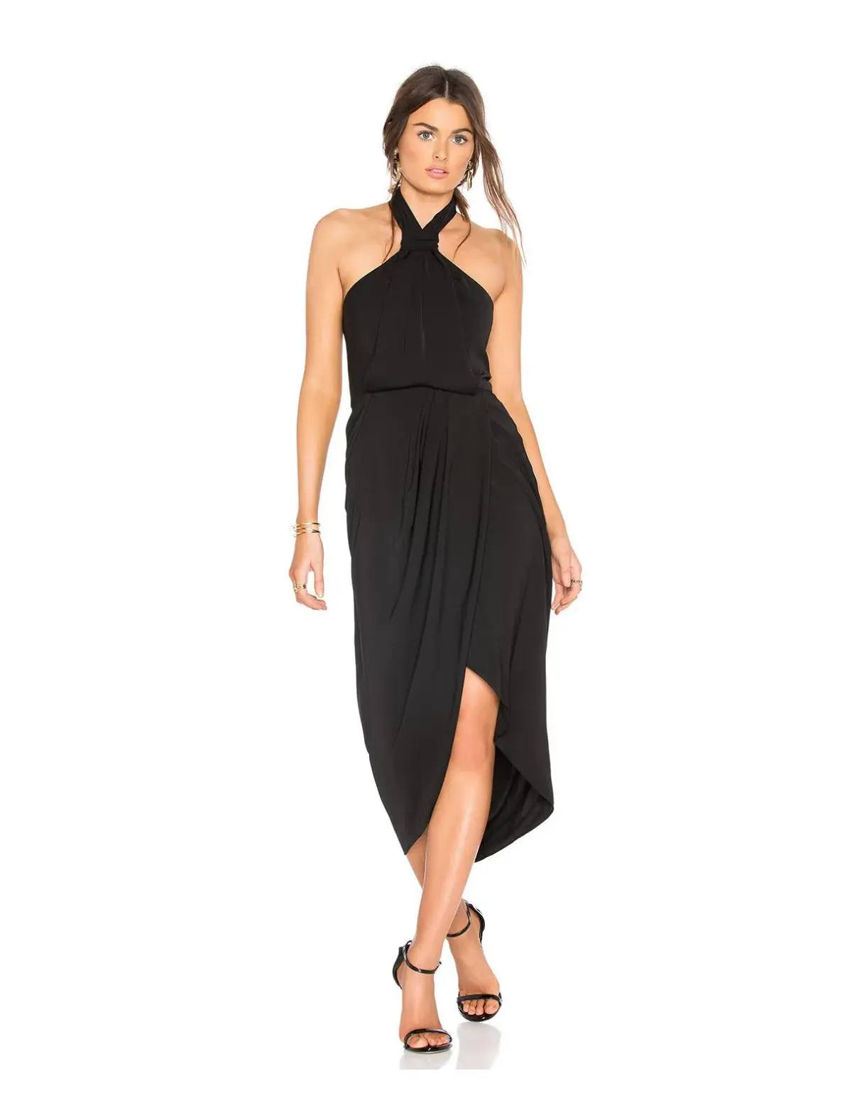Shona Joy Knot Draped Dress Black Size 6 - Image 1