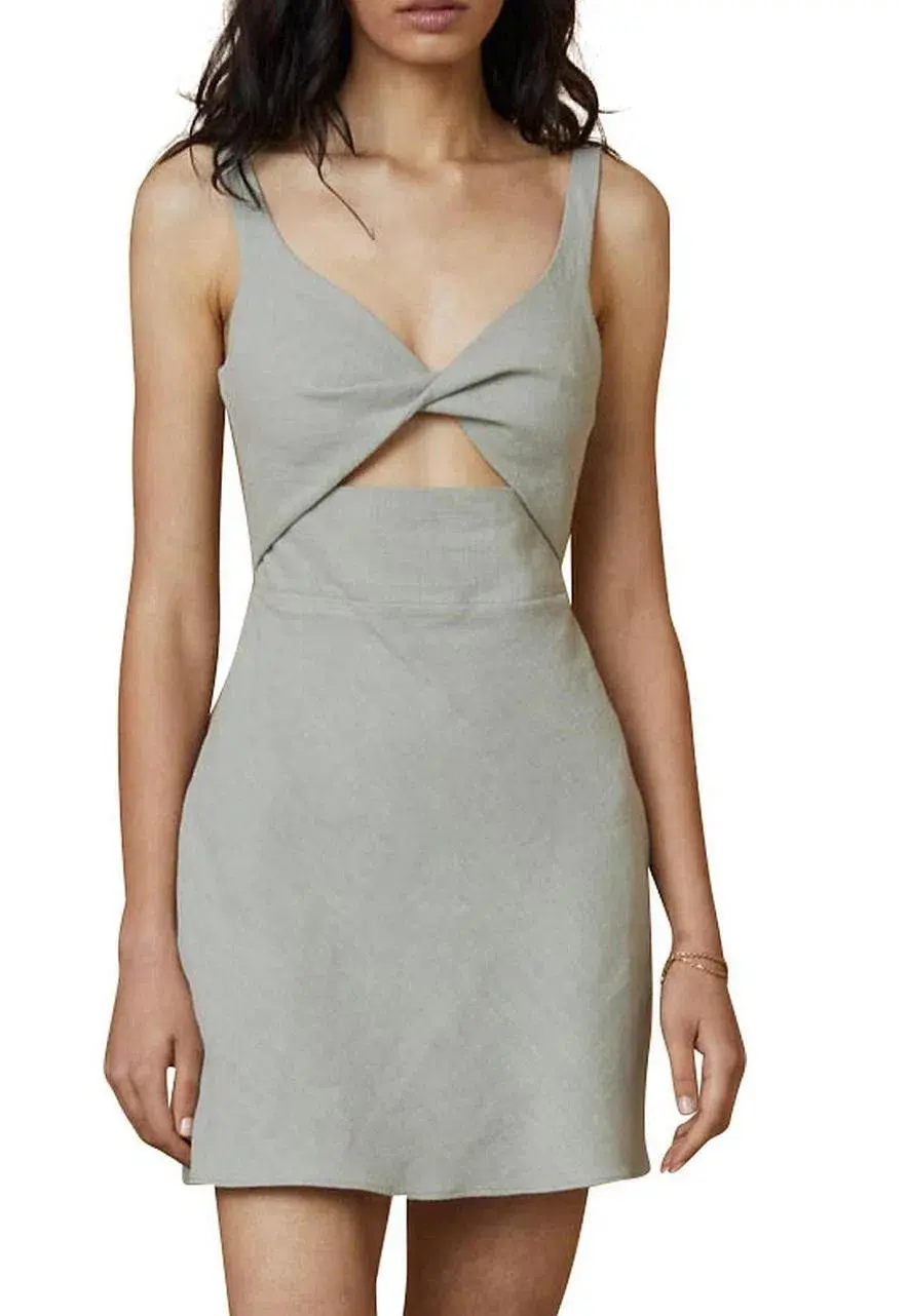 Bec & Bridge Phoebe Sleeveless Mini Dress Khaki Size AU 6 - Image 4