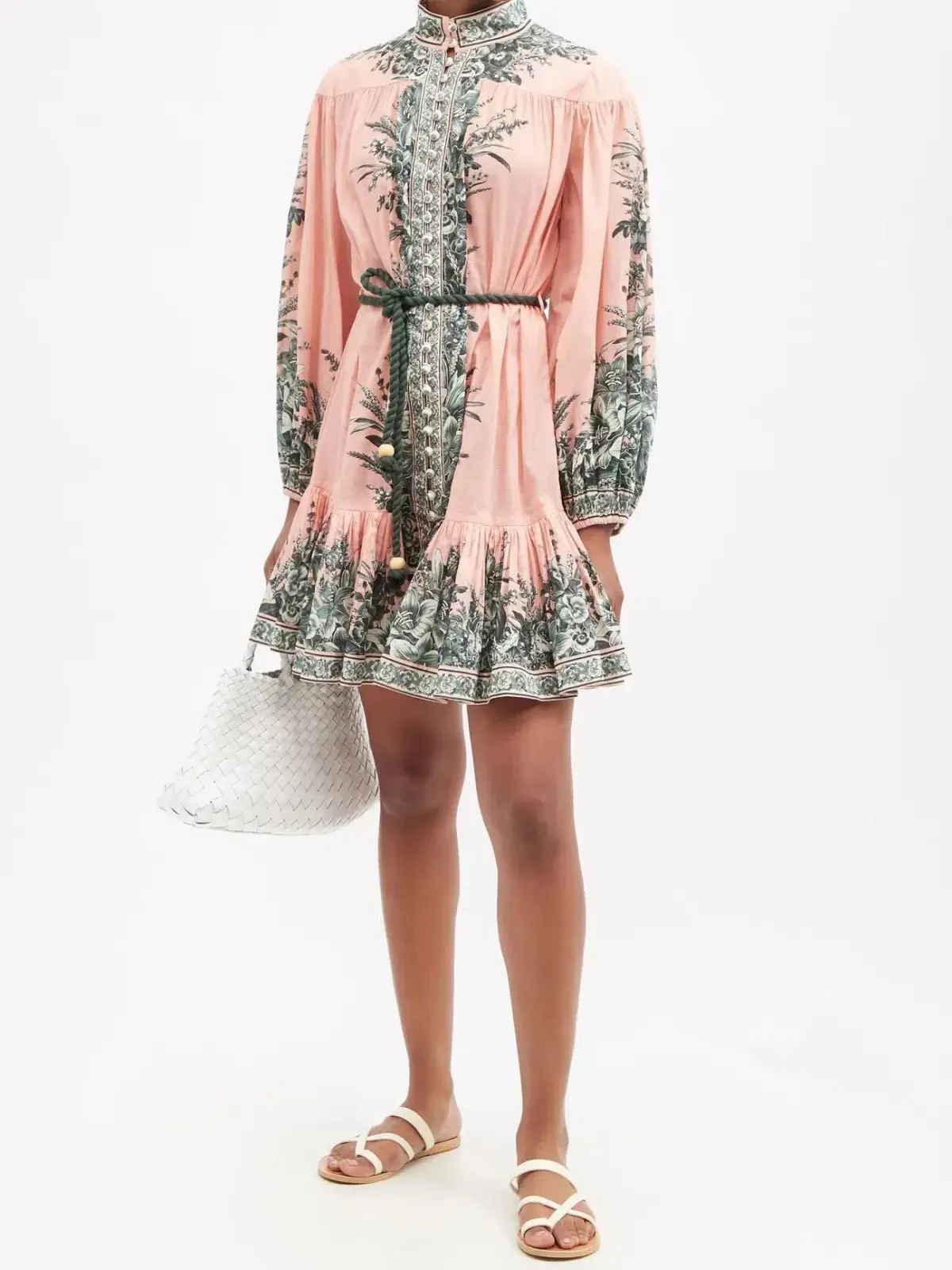 Zimmermann The Moonshine Drop Waist Mini Dress in Pink Lily Size 0 / AU 8 - Image 1