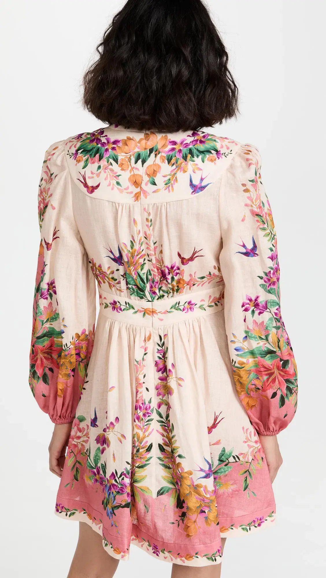 Zimmermann Tropicana Plunge Mini Dress Cream Floral Size 1 / AU 10 - Image 2
