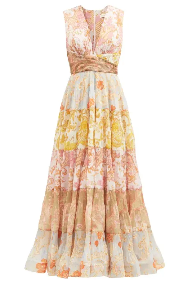 Zimmermann Postcard Pleated Midi Dress Spliced Size 1 / Au 10 - Image 4