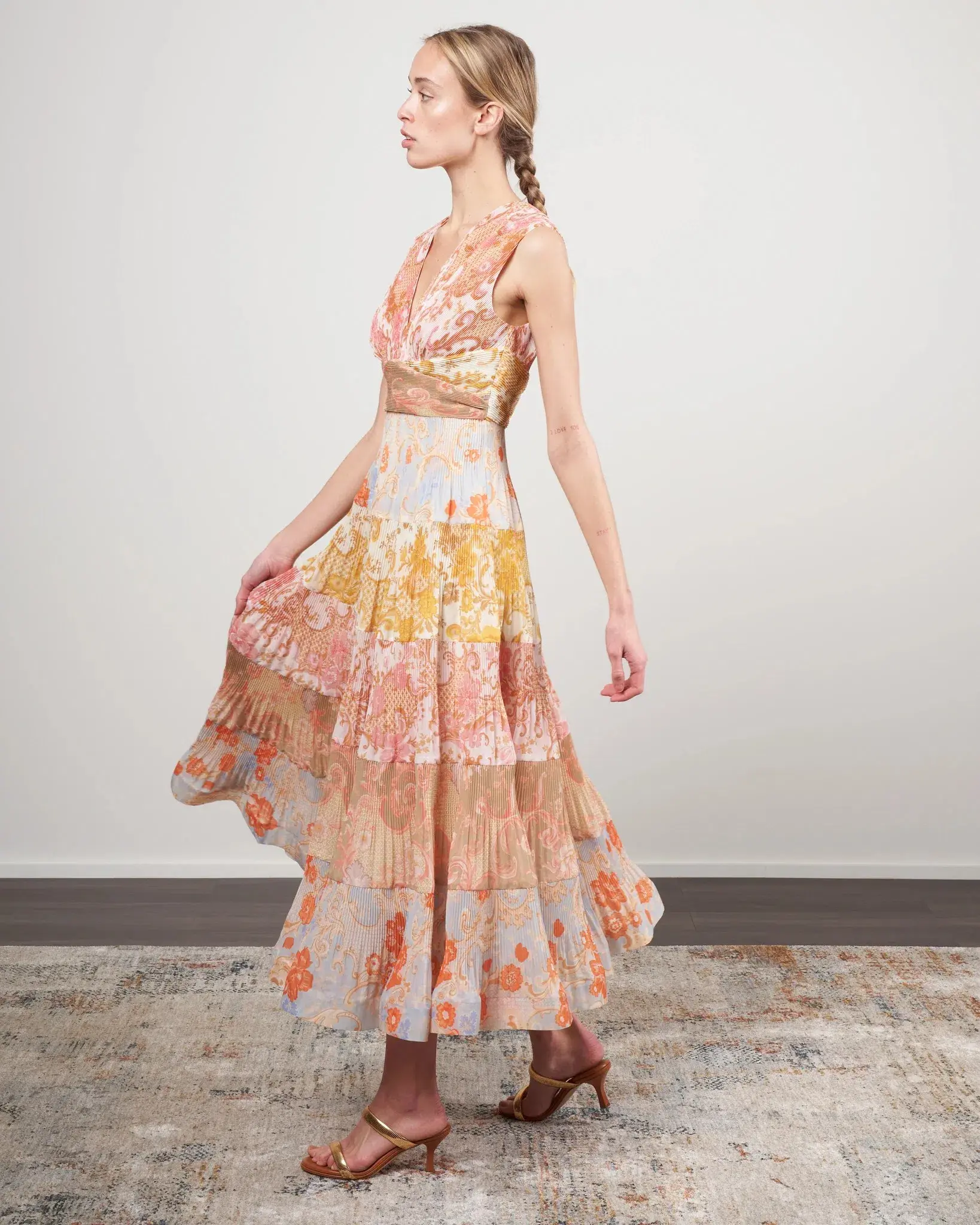 Zimmermann Postcard Pleated Midi Dress Spliced Size 1 / Au 10 - Image 2