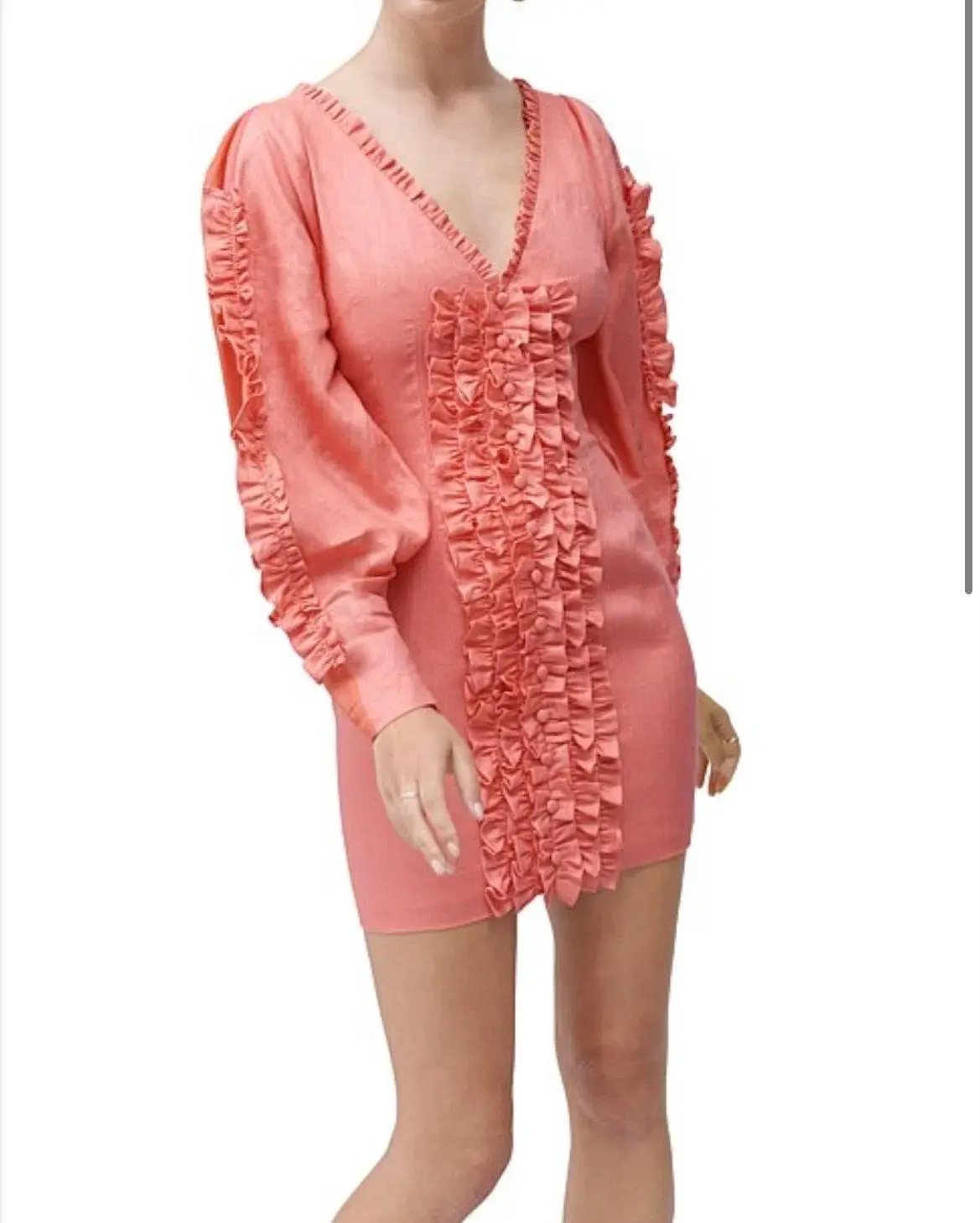 Joslin Studio Clarissa Linen Mini Dress Salmon Size 6 - Image 1