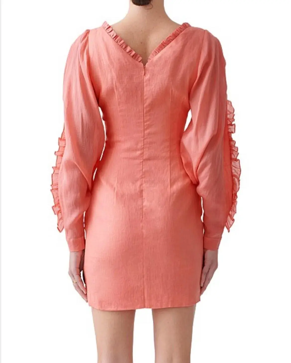 Joslin Studio Clarissa Linen Mini Dress Salmon Size 6 - Image 3