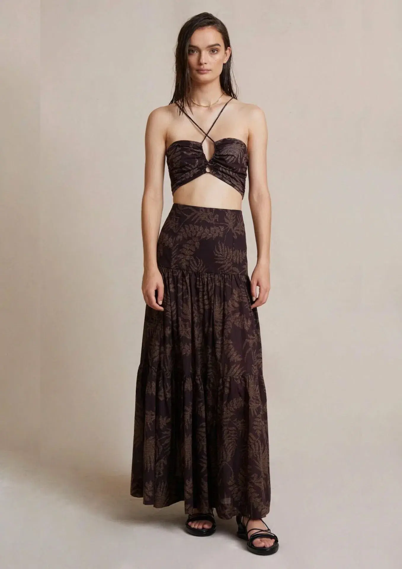 Bec & Bridge Desert Palm Top and Maxi Skirt Set Print Size 8 - Image 1