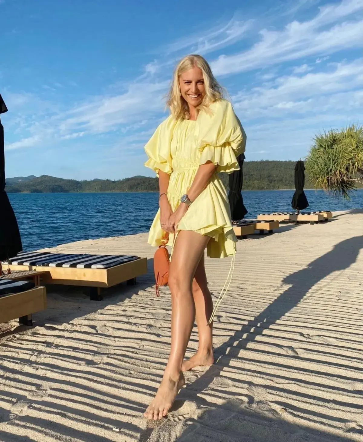 Aje Hushed Asymmetric Mini Dress Yellow Size 6 - Image 4
