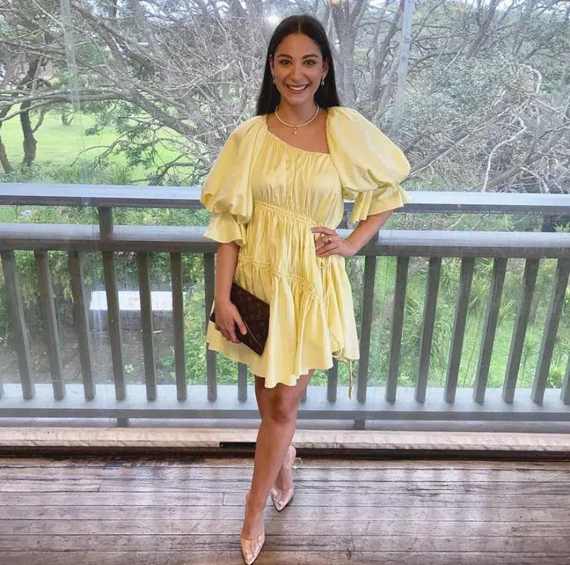 Aje Hushed Asymmetric Mini Dress Yellow Size 6 - Image 5