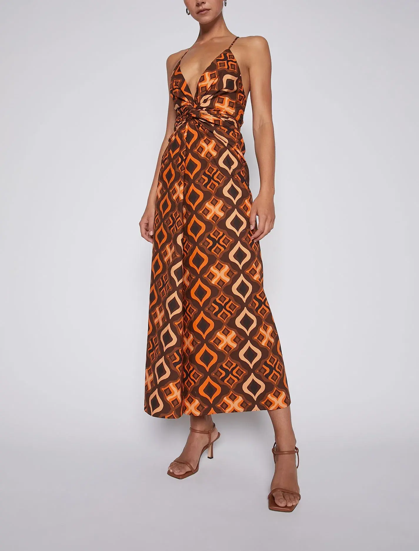 Scanlan Theodore Tile Print Cotton Dress Caramel Size 8 / S - Image 1
