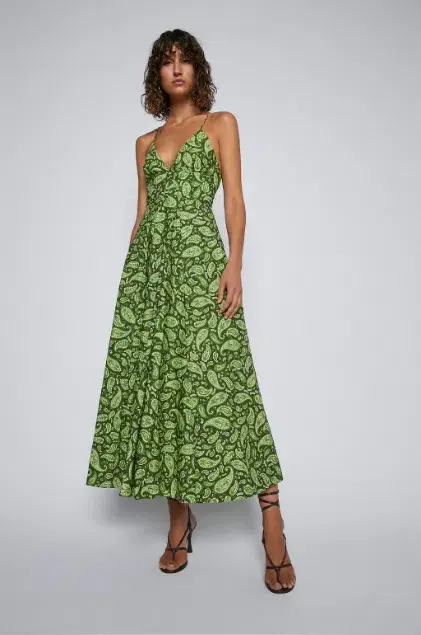 Scanlan Theodore Cttn Paisley Shoestring Dress Print Size 8 - Image 1