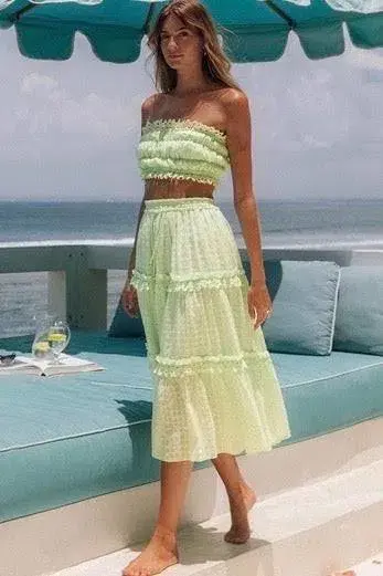 Steele Jacqui Crop and Paige Skirt Set Green Size 12 - Image 1