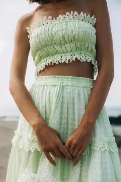 Steele Jacqui Crop and Paige Skirt Set Green Size 12 - Image 2