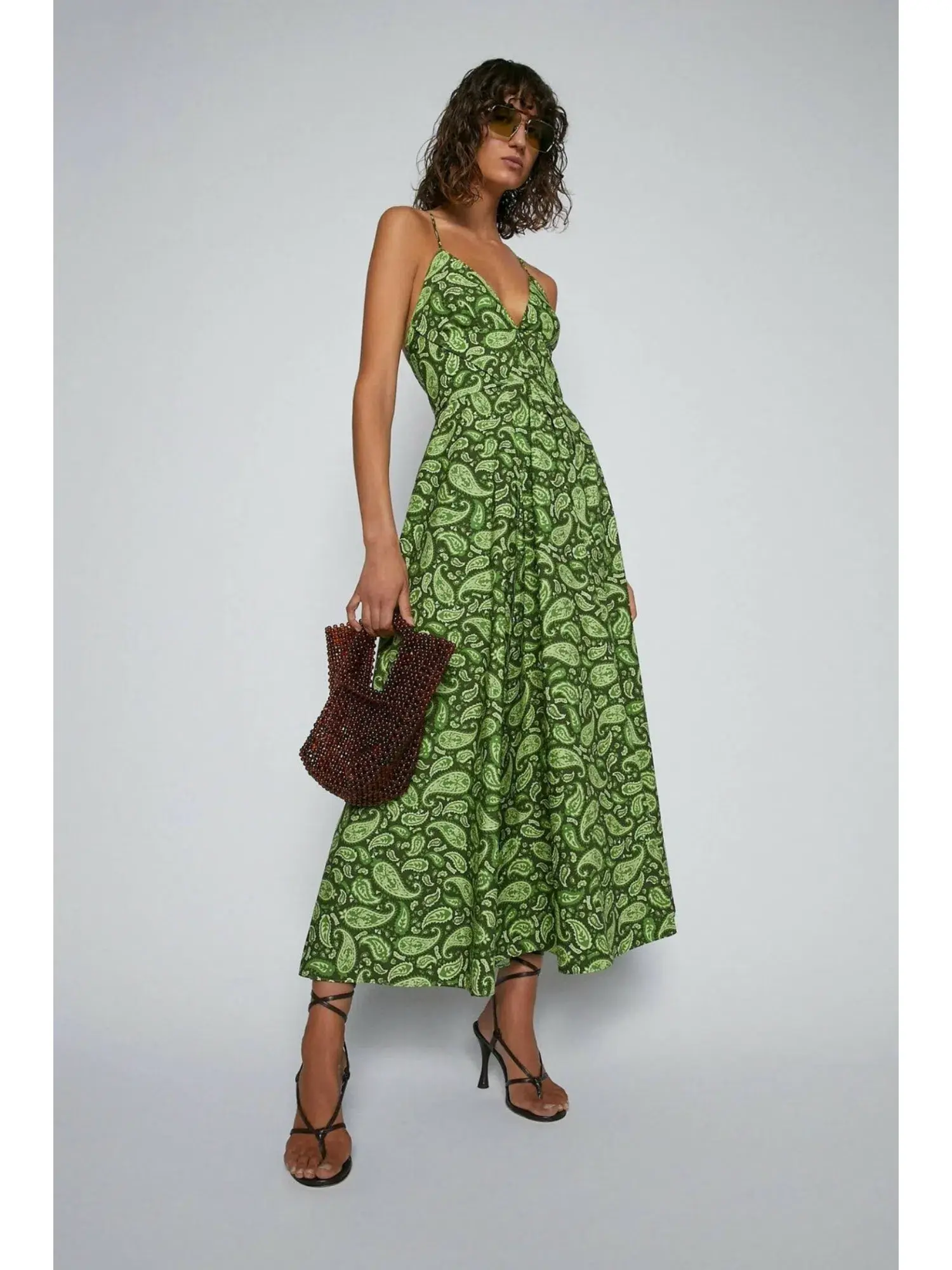 Scanlan Thedore Cotton Paisley Shoestring Dress Print Size AU 8 - Image 1