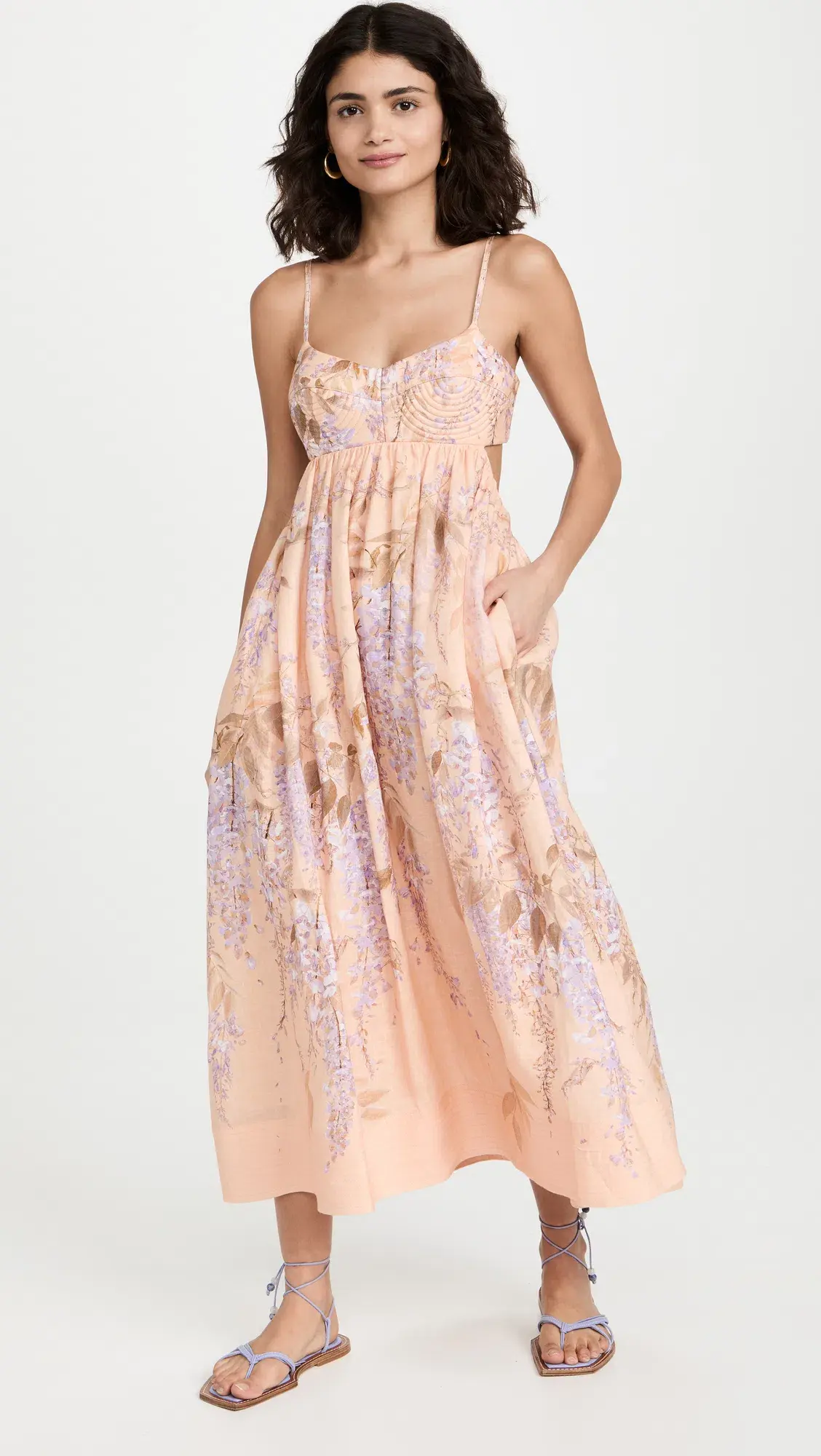 Zimmermann Rosa Bralette Midi Dress Print Size 0/Au 8  - Image 4