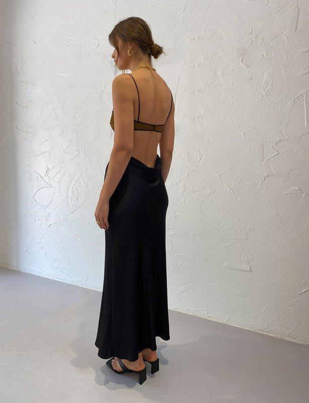 Bec & Bridge Agatha Cut Out Midi Dress Black/Copper Size AU 6 for rent on The Volte - main image