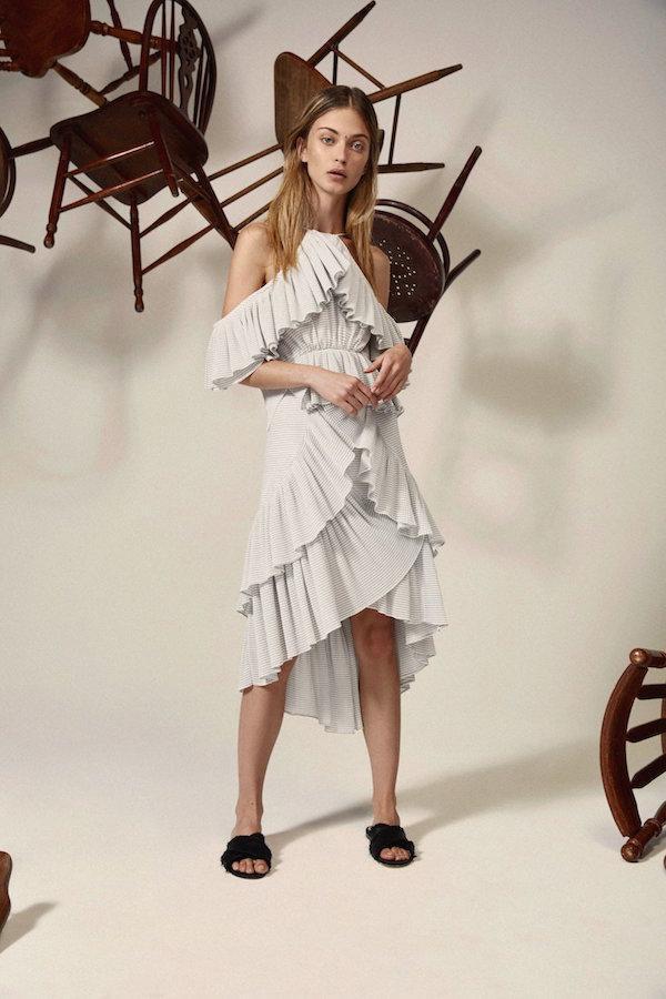 Acler Keppel Pleat Dress Grey Size 8 for rent on The Volte - main image