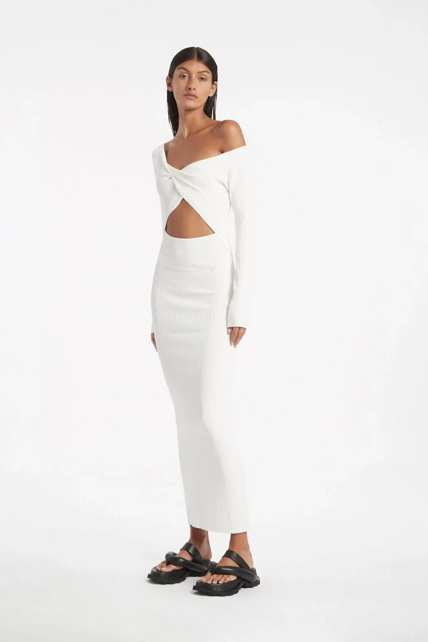  Sir the Label Kelvin Off Shoulder Dress White Size 6 - Image 1