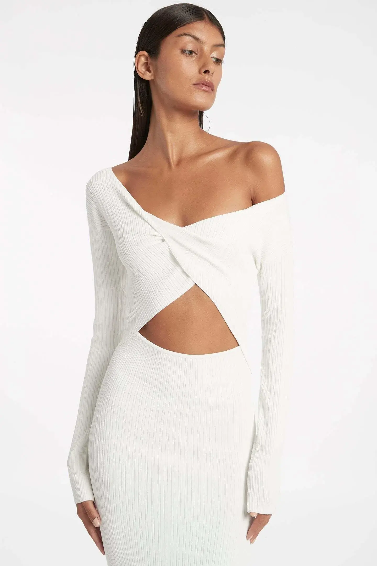  Sir the Label Kelvin Off Shoulder Dress White Size 6 - Image 2