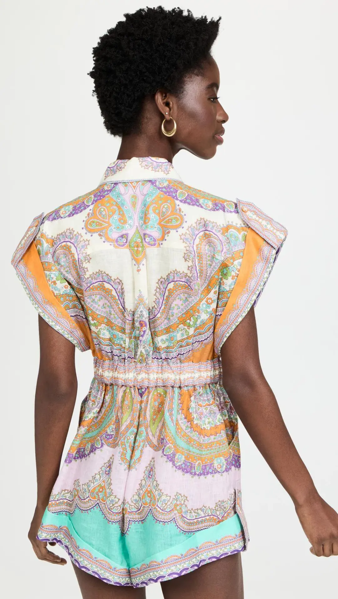 Zimmermann Lola Cuffed Playsuit Daisy Paisley Size 0P/Au 6  for rent on The Volte - main image