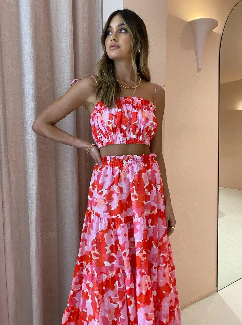 Steele Layla Crop and and Flora Skirt Set Print Size 8 for rent on The Volte - main image