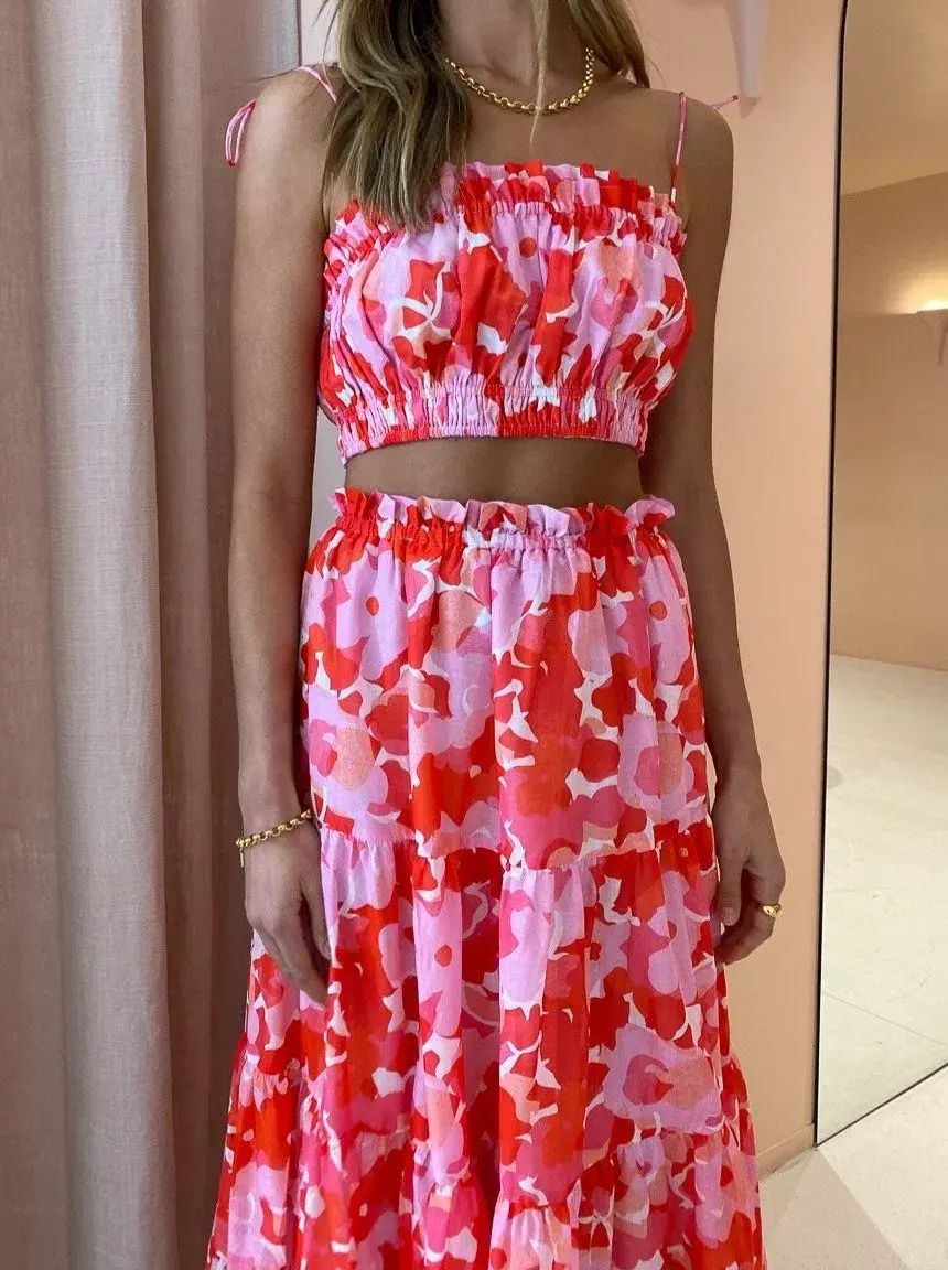 Steele Layla Crop and and Flora Skirt Set Print Size 8 for rent on The Volte - main image