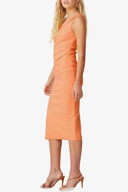 Bec and Bridge Clover Asym Midi Dress in Nectarine Orange Size 6 - Image 3