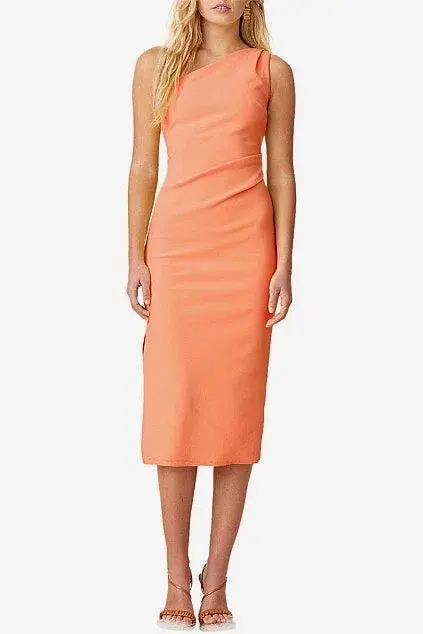 Bec and Bridge Clover Asym Midi Dress in Nectarine Orange Size 6 for rent on The Volte - main image