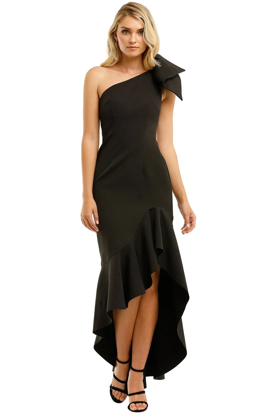 By Johnny Tie Shoulder Wave Gown Black Size 6  - Image 1