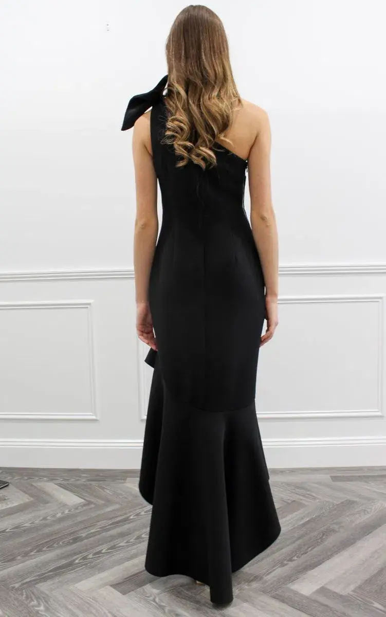By Johnny Tie Shoulder Wave Gown Black Size 6  - Image 4