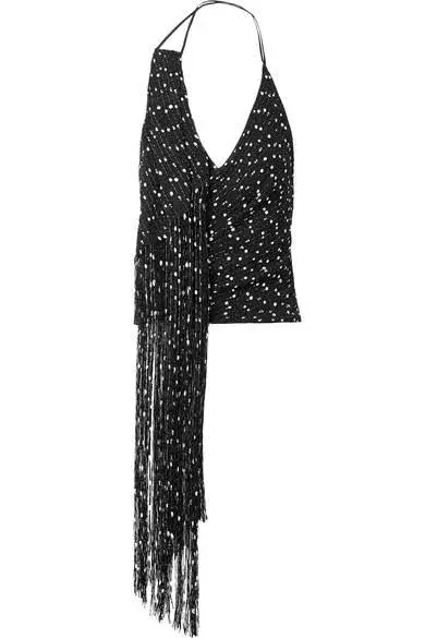 Jacquemus Valoria Fringed Bouclé Halterneck Top Black Size 10 - Image 5