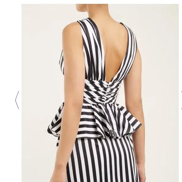 Caroline Constas Cotton Peplum Striped Top Print Size 10  - Image 3