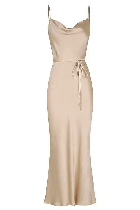Shona Joy La Lune Cowl Bias Midi Dress Gold Size 10 - Image 4