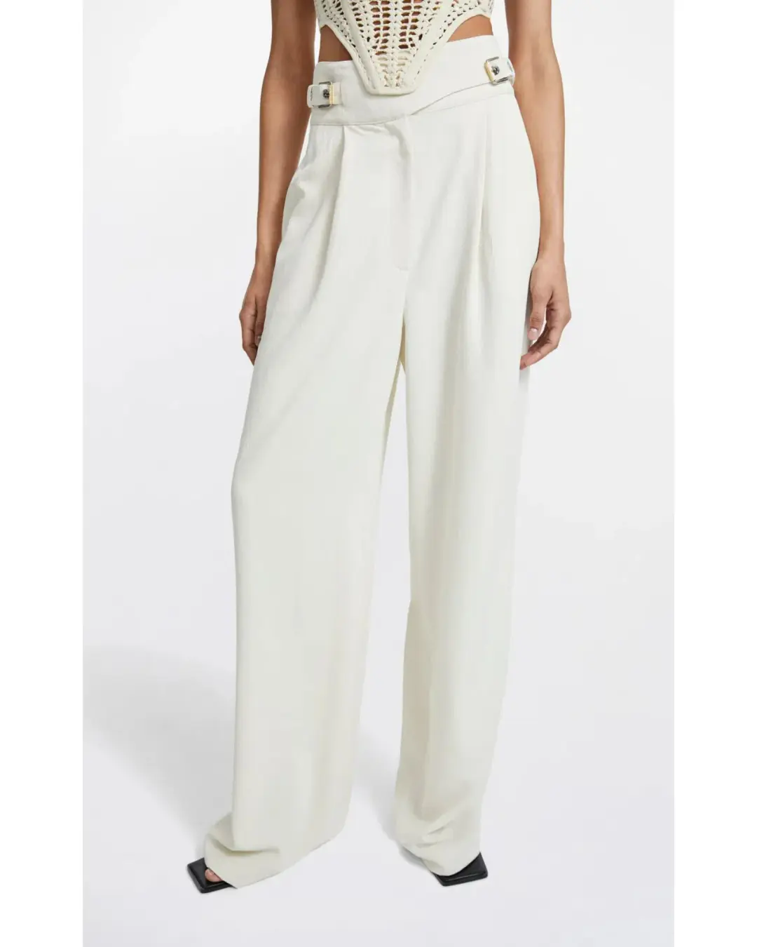 Dion Lee Interlock Buckle Pant Ecru Size AU 8 for rent on The Volte - main image